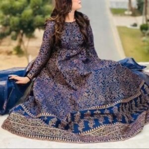 Kataan Silk Stitched 3piece Full Print - Kataan Silk Maxi