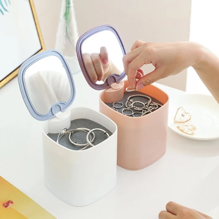 Rotatable 4 Layer Jewelry Storage With Mirror - Image 7